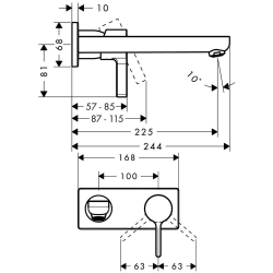 Picture of HANSGROHE Metris S Einhebel-Waschtischmischer Unterputz mit Auslauf 225 mm für Wandmonatge,  31163000