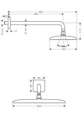 Picture of HANSGROHE Raindance E 360 Air 1jet Kopfbrause mit Brausenarm 390 mm,  27376000