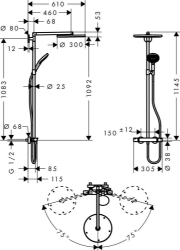 Picture of HANSGROHE Raindance Select S 300 1jet Showerpipe,  27114000