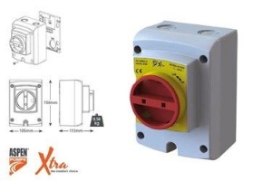 Picture of Aspen Pumps REPARATURSCHALTER FÜR KLIMAGERÄTE 4-POLIG - 32A - 105X113X150 MM , alte Kode : LAC-341/N, Art.Nr. :ASP-2432-000