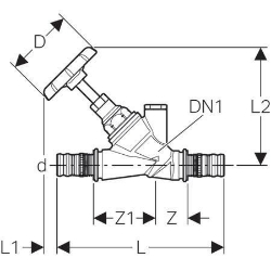 Picture of Geberit Mepla Schrägsitz-Absperrventil, DN 40, DN1 40, Art.-Nr. 606.032.00.1