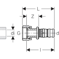 Picture of Geberit Mepla Übergang mit Überwurfmutter, DN 50, d 63 mm, Art.-Nr. 607.584.00.5