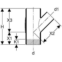 Picture of Geberit Silent-db20 Abzweig 45°,  DN:100 / 56, d[mm]:110, d1[mm]:56, Art.Nr. : 310.054.14.1