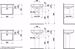 Picture of Laufen Pro S - Waschtisch PRO S 55X47 WEISS, 550 x 465 x 175, 000, weiss, 1 Hahnloch, Art.Nr. : H8109620001041