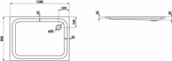 Bild von Laufen PLATINA - Duschwanne, rechteckig, Stahl emailliert (3,5 mm), flach (65 mm), 000 weiss, mit Schallschutz, 1200 x 900 x 65, Art.Nr. : H2150330000411