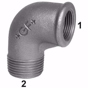 Picture of +GF+ 92 Winkel 90°, Innengewinde reduziert, ISO/EN A4, Dim. (1-2): 3/4" ‑ 1", Art.Nr.: 770092226