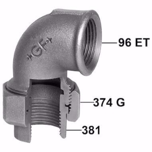 Picture of +GF+ 96 Winkelverschraubung, kegelig dichtend, ISO/EN UA11, Dimension ″: 3/8", Art.Nr.: 770096203