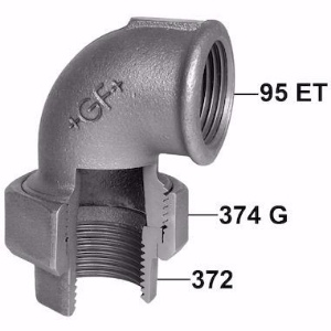 Picture of +GF+ 95 Winkelverschraubung, flach dichtend, ISO/EN UA1, Dimension ″: 11/4", Art.Nr.: 770095207
