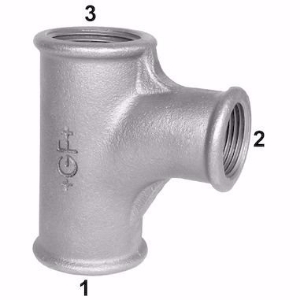 Picture of +GF+ 131 Bogen-T-Stück, Abzweig reduziert, ISO/EN E1, Dim. (1-2): 2" ‑ 11/4", Art.Nr.: 770131131