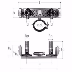 Picture of +GF+ iFIT Armaturenplatte Stahl für GIS Profil, mit Ablaufhalter, d mm: 16/20, Art.Nr.: 762101241