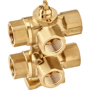 Bild von Belimo Regelkugelhahn, 6-Weg, DN 15, Innengewinde, Rp 1/2", PN 16, ps 1600 kPa, kvs1 0.4 m³/h, kvs2 0.4 m³/h, 
Mediumstemperatur 6...80°C, Art.Nr. R3015-P4-P4-B1