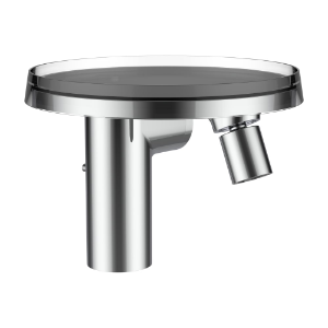 Picture of Laufen Armaturen - Bidetmischer, Ausladung 125 mm, Festauslauf, mit Ablaufventil, mit Disc Ablageschale Kristallklar (Ablageschale in 3 weiteren Farben erhältlich) , Art.Nr. : H3413310041111