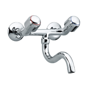 Bild von Laufen Armaturen - 2-Griff Wandmischer, Ausladung 200 mm, Anschlussdistanz 153 mm, Festauslauf, mit Verschraubungen , Art.Nr. : HF104657100000