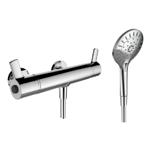 Bild von Laufen Armaturen - Thermostatischer Duschenmischer Comfort, Anschlussdistanz 153 mm, mit Verschraubungen, mit Zubehör , Art.Nr. : HF504350100094