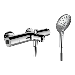 Bild von Laufen Armaturen - Thermostatischer Bademischer, Ausladung 170 mm, Anschlussdistanz 153 mm, mit Verschraubungen, mit Zubehör , Art.Nr. : HF504380100000