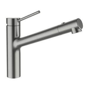 Bild von Laufen Armaturen - Spültischmischer, Ausladung 225 mm, Schwenkauslauf, Auszugbrause mit 2 Strahlarten, Edelstahl , Art.Nr. : HF905437441000