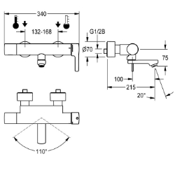 Picture of KWC F5L-Therm F5LT1013 Thermostat-Wandbatterie mit Rückflussverhinderer:ja, Berechnungsdurchfluss Trinkwasser:0.07 l/s, Berechnungsdurchfluss Warmwasser:0.07 l/s, Art.Nr. : 2030066491