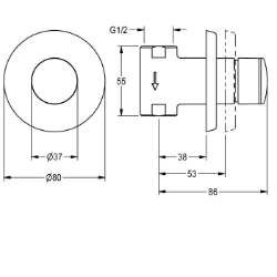 Picture of KWC F3SV1003 Selbstschluss-Durchgangsventil mit Rückflussverhinderer:nein, Ausführung Einbauarmatur:Einbauteil und F-Set, A3000 open-kompatibel:nein, Art.Nr. : 2030048760