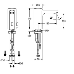 Picture of KWC F5E-Mix F5EM1004 Elektronik-Standbatterie mit Rückflussverhinderer:ja, Berechnungsdurchfluss Trinkwasser:0.07 l/s, Berechnungsdurchfluss Warmwasser:0.07 l/s, Art.Nr. : 2030036159