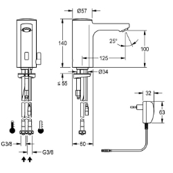 Picture of KWC F5E-Mix F5EM1002 Elektronik-Standbatterie mit Rückflussverhinderer:ja, Berechnungsdurchfluss Trinkwasser:0.07 l/s, Berechnungsdurchfluss Warmwasser:0.07 l/s, Art.Nr. : 2030035328