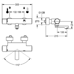 Picture of KWC F5E-Therm F5ET1002 Elektronik-Thermostatbatterie mit Rückflussverhinderer:ja, Berechnungsdurchfluss Trinkwasser:0.07 l/s, Berechnungsdurchfluss Warmwasser:0.07 l/s, Art.Nr. : 2030032981