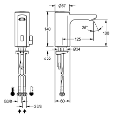 Picture of KWC F5E-Mix F5EM1001 Elektronik-Standbatterie mit Rückflussverhinderer:ja, Berechnungsdurchfluss Trinkwasser:0.07 l/s, Berechnungsdurchfluss Warmwasser:0.07 l/s, Art.Nr. : 2030027923