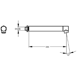 Picture of KWC AQRM905 Wandauslauf Neigungswinkel:10 Grad, Ausladung des Auslaufs:234 mm, Art des Auslaufes:Wandauslauf, Art.Nr. : 2000100805