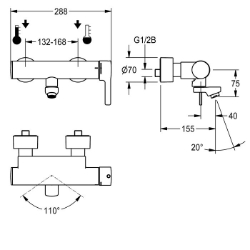 Picture of KWC F5L-Therm F5LT1004 Thermostat-Wandbatterie mit Rückflussverhinderer:ja, Drucklos:nein, mit Filter:ja, Art.Nr. : 2030066483