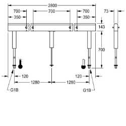 Bild von KWC AQFU0237 Armatureneinheit doppelreihig Zirkulation:nein, Armatur:für separaten Duschkopf, Hygienespülung:nein, Art.Nr. : 2030064977