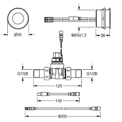 Picture of KWC F5E F5EV1013 Waschplatzarmatur mit Rückflussverhinderer:nein, A3000 open-kompatibel:ja, Voreinstellung Hygienespülung:24 Stunden nach der letzten Betätigung, Art.Nr. : 2030062315