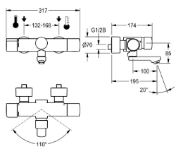 Picture of KWC F5S-Therm F5ST1005 Selbstschluss-Thermostatarmatur mit Rückflussverhinderer:ja, Berechnungsdurchfluss Trinkwasser:0.07 l/s, Berechnungsdurchfluss Warmwasser:0.07 l/s, Art.Nr. : 2030040243