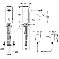 Picture of KWC F5E-Mix F5EM1008 Elektronik-Standbatterie mit Rückflussverhinderer:ja, Berechnungsdurchfluss Trinkwasser:0.07 l/s, Berechnungsdurchfluss Warmwasser:0.07 l/s, Art.Nr. : 2030039431