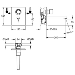 Picture of KWC F5E-Therm F5ET1015 Elektronik-Thermostatbatterie mit Rückflussverhinderer:ja, Ausführung Einbauarmatur:F-Set, Berechnungsdurchfluss Trinkwasser:0.07 l/s, Art.Nr. : 2030038683