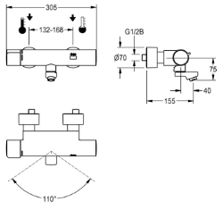 Picture of KWC F5E-Therm F5ET1001 Elektronik-Thermostatbatterie mit Rückflussverhinderer:ja, Berechnungsdurchfluss Trinkwasser:0.07 l/s, Berechnungsdurchfluss Warmwasser:0.07 l/s, Art.Nr. : 2030032980