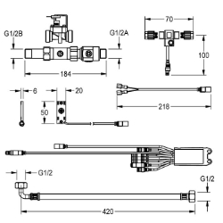 Picture of KWC AQUA121 Elektronische Armaturenkomponent mit Rückflussverhinderer:nein, Berechnungsdurchfluss Trinkwasser:0.2 l/s, Voreinstellung Hygienespülung:24 Stunden nach der letzten Betätigung, Art.Nr. : 2000101449