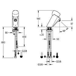 Picture of KWC AQRM176 Selbstschlussmischer mit Rückflussverhinderer:ja, Berechnungsdurchfluss Trinkwasser:0.07 l/s, Drucklos:ja, Art.Nr. : 2000101062