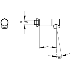 Picture of KWC AQRM907 Wandauslauf Neigungswinkel:10 Grad, Ausladung des Auslaufs:78 mm, Art des Auslaufes:Wandauslauf, Art.Nr. : 2000100809