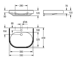 Picture of KWC VARIUScare ANMW502 Waschtisch barrierefrei Typ des Beckens:Waschbecken, Beckenposition:mittig, Art.Nr. : 2030020959
