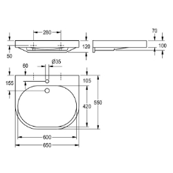 Picture of KWC VARIUScare ANMW501 Waschtisch barrierefrei Typ des Beckens:Waschbecken, Beckenposition:mittig, Art.Nr. : 2030020958
