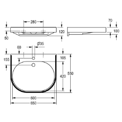 Picture of KWC VARIUScare ANMW500 Waschtisch barrierefrei Typ des Beckens:Waschbecken, Beckenposition:mittig, Art.Nr. : 2030020956