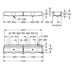 Picture of KWC WASHINO-4 SANW205 Kinder-Wasch- und Spielrinne Material:mineralischer Werkstoff, Materialtyp:Miranit, Anzahl der Abläufe:2, Art.Nr. : 2000103057