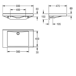 Picture of KWC QUADRO-FX ANMW0036 Einzelwaschtisch Typ des Beckens:Waschbecken, Beckenposition:mittig, Becken: Höhe:90 mm, Art.Nr. : 2030058091