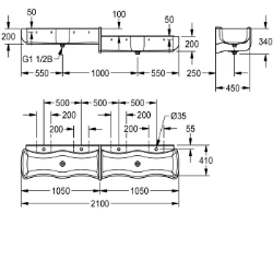 Picture of KWC WASHINO-Step SANW211 Kinder-Wasch- und Spielrinne Material:mineralischer Werkstoff, Materialtyp:Miranit, Anzahl der Abläufe:2, Art.Nr. : 2000103058