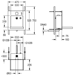 Picture of KWC ALL-IN-ONE ALIO325 Waschplatzeinheit Beckenposition:mittig, Becken: Höhe:40 mm, Oberflächenbehandlung des Beckens:seidenmatt, Art.Nr. : 2000101446