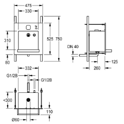 Picture of KWC ALL-IN-ONE ALIO320 Waschplatzeinheit Beckenposition:mittig, Becken: Höhe:370 mm, Oberflächenbehandlung des Beckens:seidenmatt, Art.Nr. : 2000101444