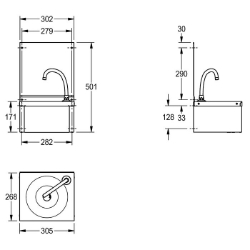 Picture of KWC ANIMA ANMX216 Waschtisch mit Kniebetätigung Spritzschutzhöhe:330 mm, Typ des Beckens:Waschbecken, Beckenposition:mittig, Art.Nr. : 2000101028
