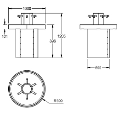 Picture of KWC SATURN SANX600 Rundwaschtisch Material:Edelstahl, Materialtyp:1.4301 Chromnickelstahl V2A, Materialstärke:1.5 mm, Art.Nr. : 2000100747