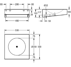 Picture of KWC ANIMA ANMX500 Waschtisch Typ des Beckens:Waschbecken, Beckenposition:mittig, Becken: Höhe:81 mm, Art.Nr. : 2000056724