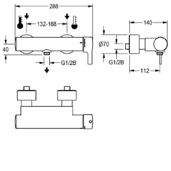 Picture of KWC F5L-Therm F5LT2003 Thermostat-Wandbatterie Zusätzliche Verbindungen:nein, mit Rückflussverhinderer:ja, Zirkulation:nein, Art.Nr. : 2030066497