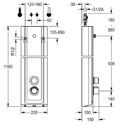 Picture of KWC F5ST2024 Duschpaneel MIRANIT Zusätzliche Verbindungen:nein, mit Rückflussverhinderer:ja, Zirkulation:nein, Art.Nr. : 2030056543